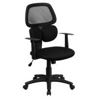 Flash Furniture Mid-Back Black Mesh Chair with Flexible Dual Lumbar Support BT-2755-BK-GG